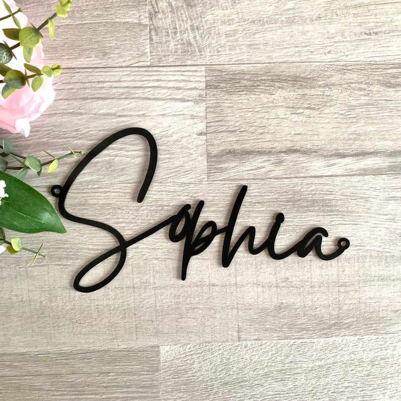Custom Script Metal Words - Personalized Name Plaque - Laser Cut Metal Names - Steel Door Sign