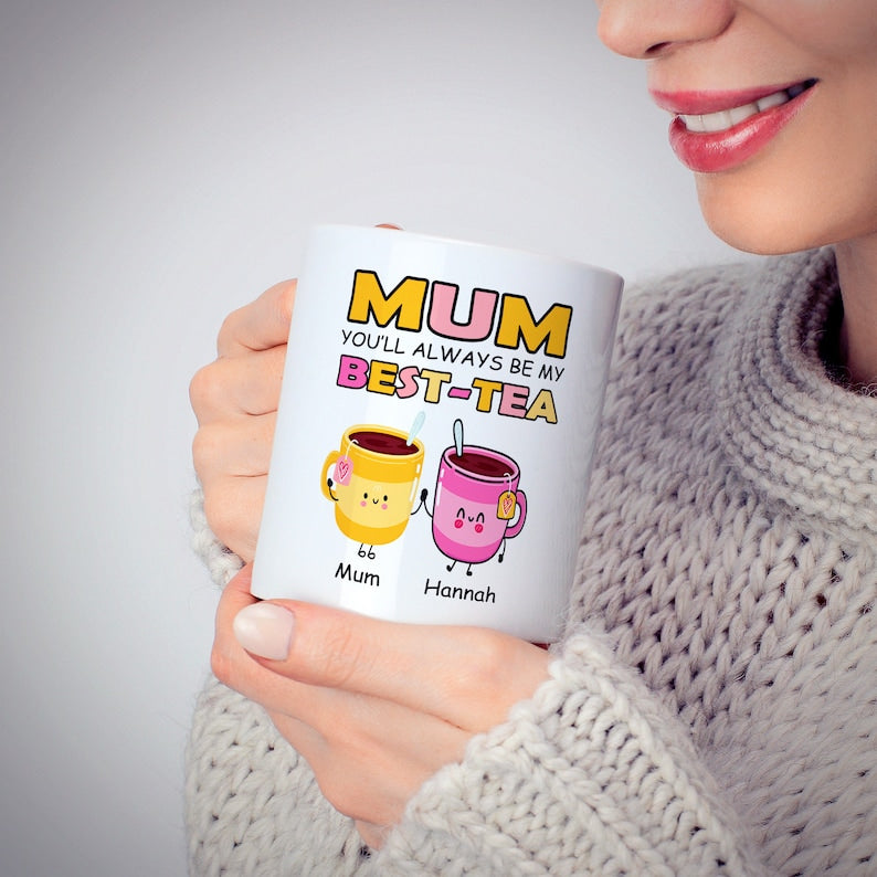 Personalised Mum Best-Tea Mug, Mother and Daughter Friendship Gift For Mothers Day, Custom Gift Mug For Mum, Mother Birthday Gift