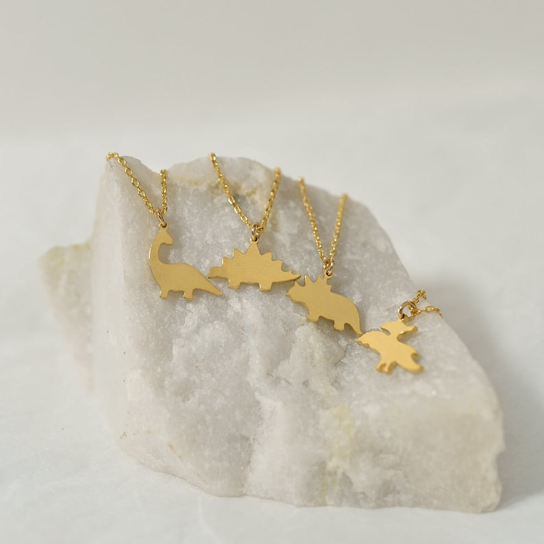 Personalized Dinosaur Necklace with Engraved Initial Unique Dino Jewelry Dinosaur Lover Gift Mama Necklace Birthday Gift For Girls
