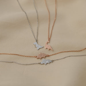 Personalized Dinosaur Necklace with Engraved Initial Unique Dino Jewelry Dinosaur Lover Gift Mama Necklace Birthday Gift For Girls