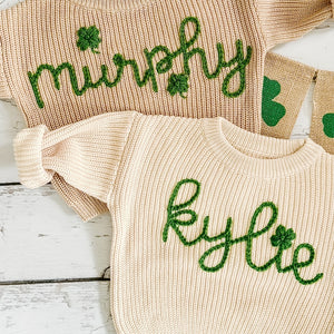 Lucky Baby Name Sweater Hand Embroidered Toddler Pullover Personalized Gift
