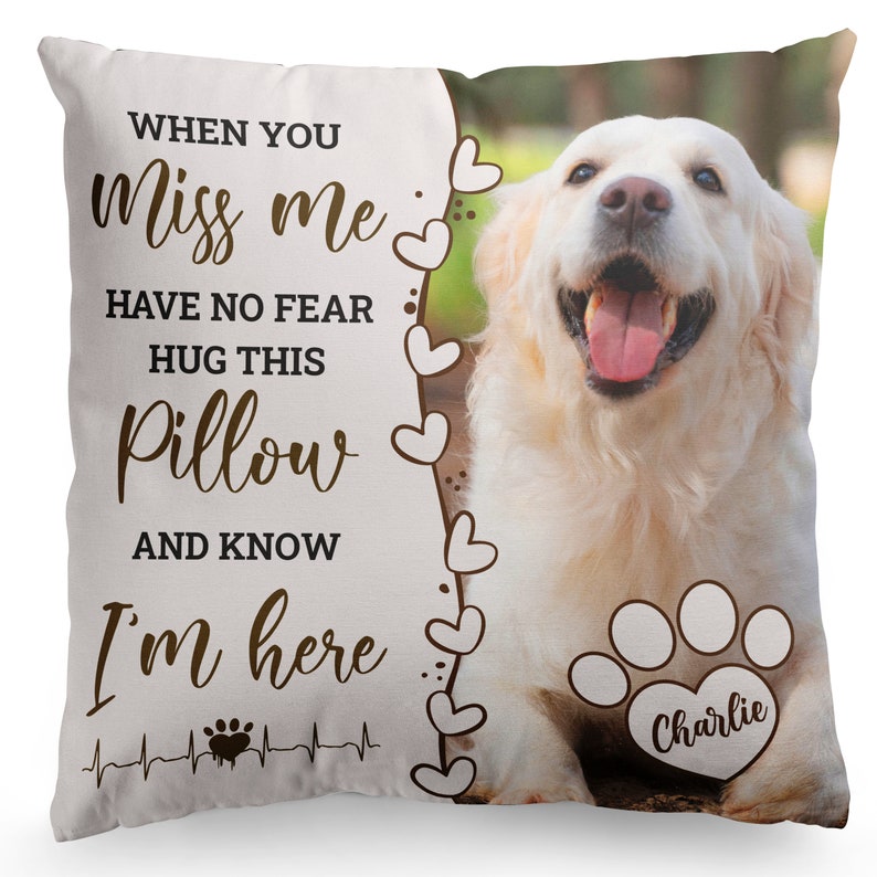 Pet Memorial Gift, Dog Memorial Pillow Personalized, Custom Loss of Pet Sympathy Gift with Pet's Picture, Pet Loss Gift for Dog Lover