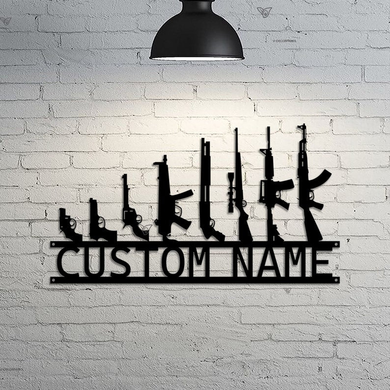 Custom Gun Metal Sign,Gun Metal Wall Art,Personalized Armory Sign,Armory Decor,Military Decor,2nd Amendment,Veteran Gift