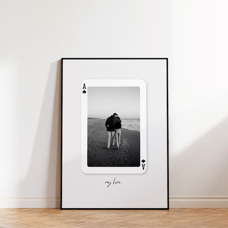 Custom Playing Card Print Trendy Canvas Best Friend Valentine's Gift For Her Custom Photo Print Gift, Unique Couple Gift For Him or Her