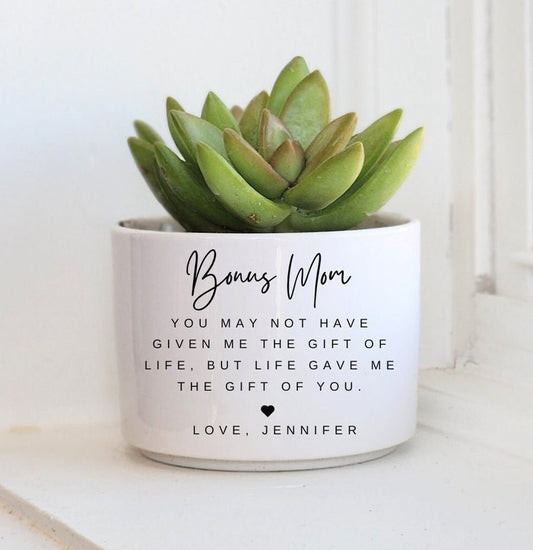 Bonus Mom Gift, Gift for Stepmom, Personalized Planter, Custom Flower Pot, Mother's Day Gift for Stepmom, Gift from Bonus Daughter