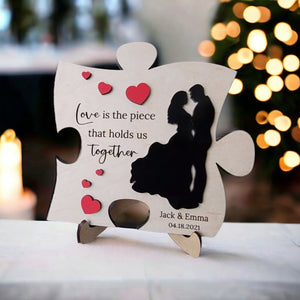 Love Is The Piece Wood Sign, Anniversary Sign, 3D Layered Valentines Day Shelf Sign, Laser Valentines Day Sign Love