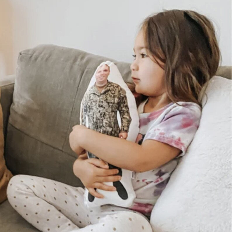 My Hero Stuffed Doll Deployment, Army, Navy, Military, Photo Pillow, Face pillow, Comfort, Look-a-Like, Memory, Marine, Daddy, Mommy