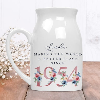 70th Birthday Flower Pot | Making the world a better place since 1955 | Happy 70th Birthday |70s| 70 | 70th | 70th Birthday Gift,1955 FLORAL
