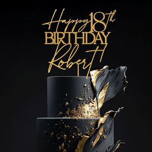 Happy 18th Birthday Cake Topper, Modern Birthday Decor, 18th Birthday Cake Topper, Personalized Birthday Party Cake Toppers with Name