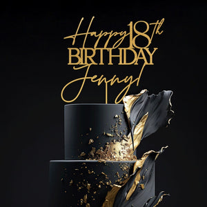 Happy 18th Birthday Cake Topper, Modern Birthday Decor, 18th Birthday Cake Topper, Personalized Birthday Party Cake Toppers with Name