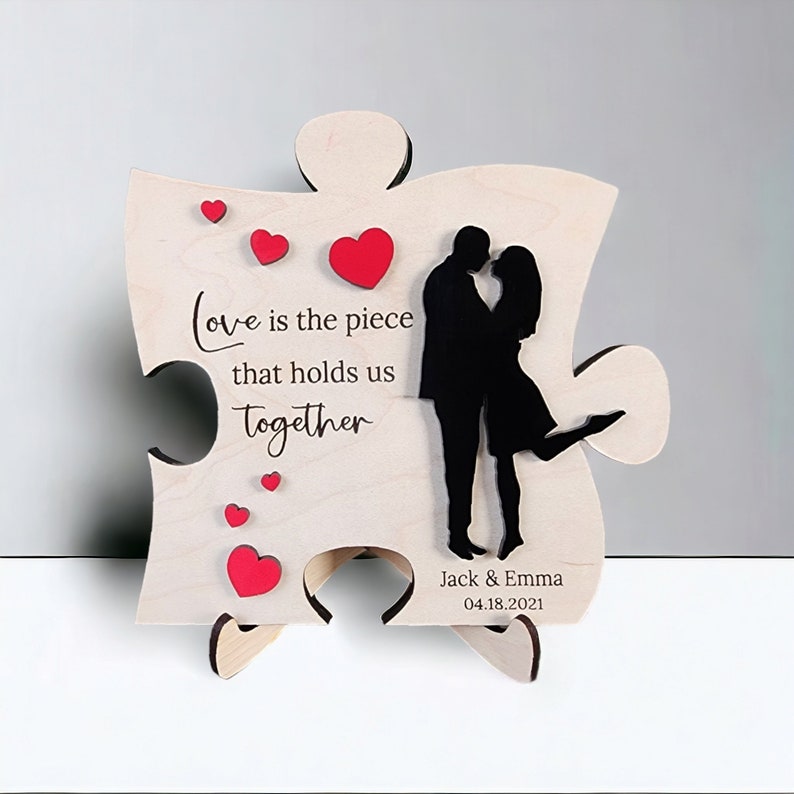 Love Is The Piece Wood Sign, Anniversary Sign, 3D Layered Valentines Day Shelf Sign, Laser Valentines Day Sign Love