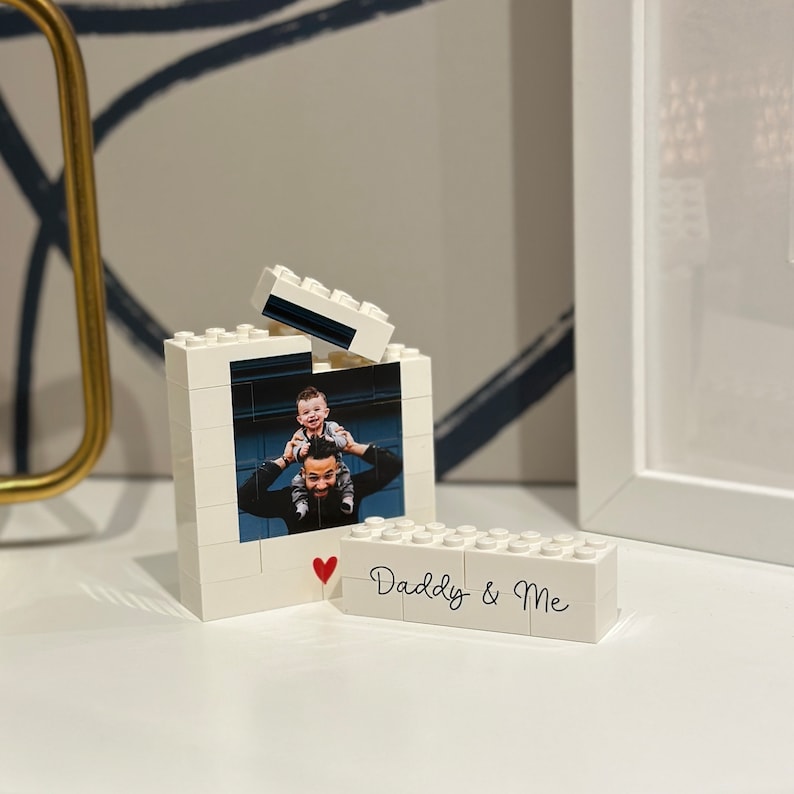 Personalised Daddy & Me Brick Photo block, Gift for Dad, White, Building Block, Puzzle, Gift, Him, Dad, Father's Day, Grandad, Grandpa
