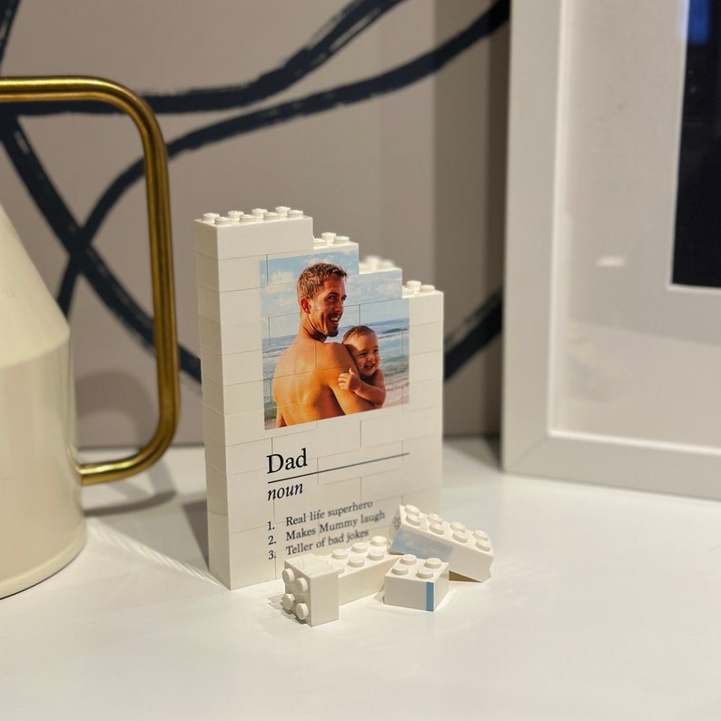 Personalised Dad Brick Photo block, Gift for Dad, Noun, Building Block, Puzzle, Gift, Him, Dad, Father's Day, Message, List, Love