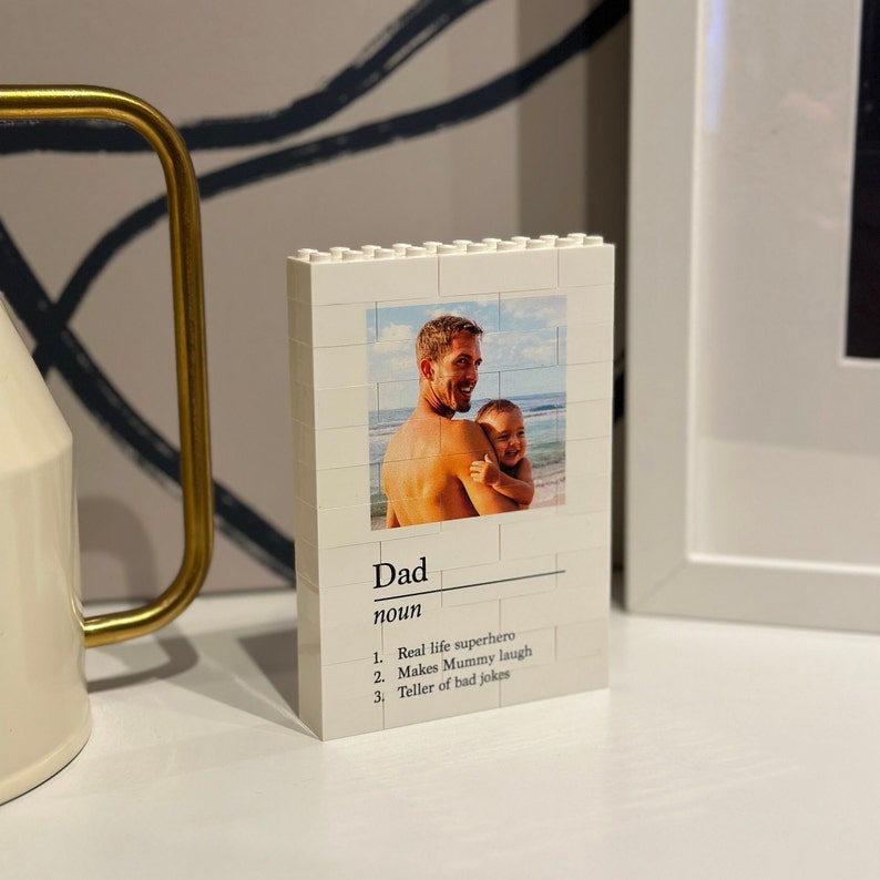 Personalised Dad Brick Photo block, Gift for Dad, Noun, Building Block, Puzzle, Gift, Him, Dad, Father's Day, Message, List, Love