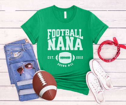Personalized Football Nana Shirt, Custom Nana Game Day Shirt, Customized Nana Football Shirt, Football Season Name and Number Nana Gift