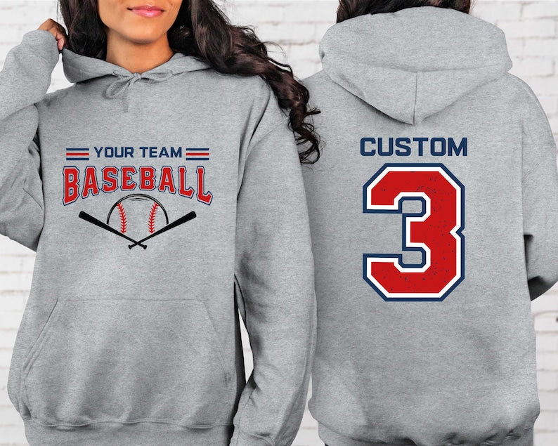 Custom Baseball Sweatshirt, Personalized Baseball Shirt, Baseball Team Name Sweater, Baseball Crewneck, Game Day Hoodie, Baseball Mom Shirt