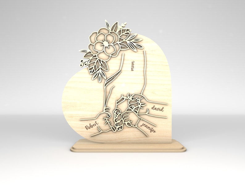 Personalized Mom And Kid Hands Heart Stand Decor, Gift for Mom,Mothers Day ,Mothers Day Gifts