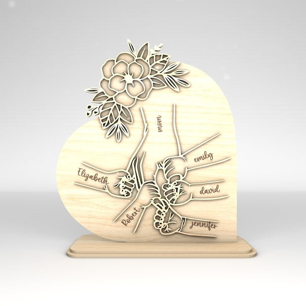 Personalized Mom And Kid Hands Heart Stand Decor, Gift for Mom,Mothers Day ,Mothers Day Gifts