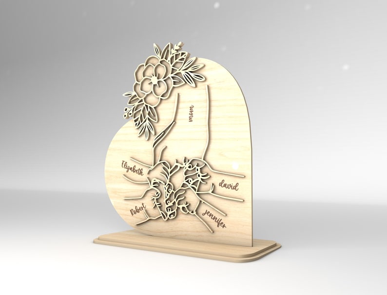 Personalized Mom And Kid Hands Heart Stand Decor, Gift for Mom,Mothers Day ,Mothers Day Gifts