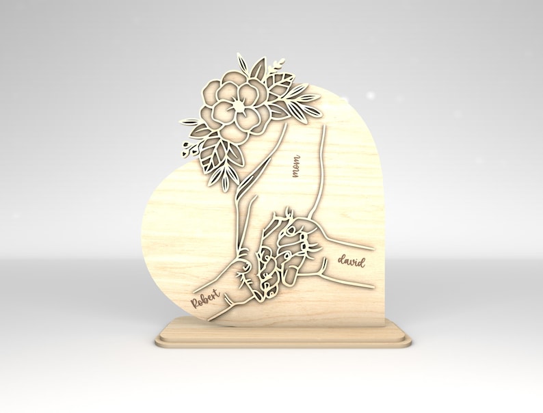 Personalized Mom And Kid Hands Heart Stand Decor, Gift for Mom,Mothers Day ,Mothers Day Gifts