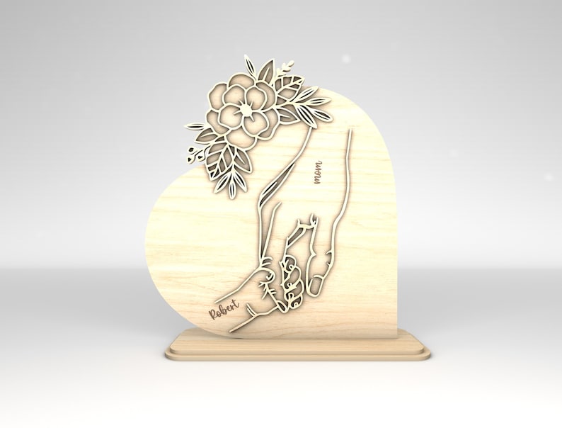 Personalized Mom And Kid Hands Heart Stand Decor, Gift for Mom,Mothers Day ,Mothers Day Gifts