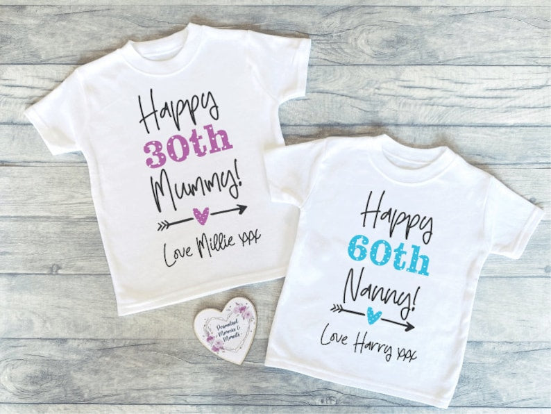 Personalised Happy Birthday Mummy Daddy T-shirt, Family Birthday Top, Custom Personalized Birthday T-shirt, Family Members Birthday Gift