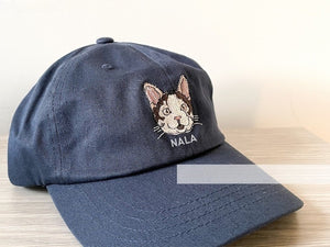 Custom Embroidered Cat Hat, Personalized Baseball Cap Using Your Cat Photo