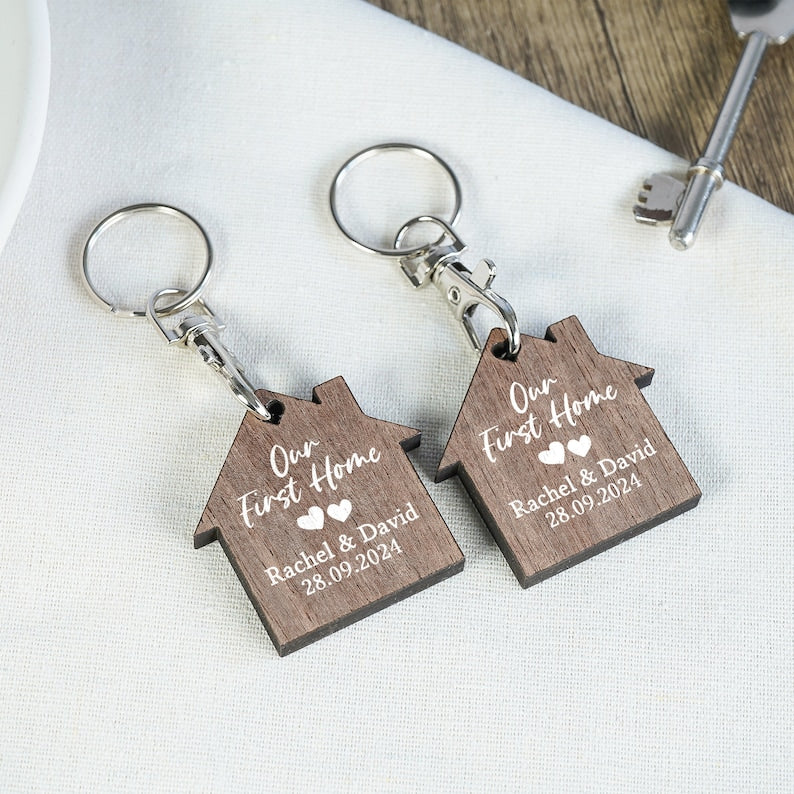Personalised First Home Keyrings, New Home Keyrings, House Keyrings Set, Wooden Keyrings, New Homeowners, New House Gift, House Keychains il_794xN.5795268424_uy0m.jpg