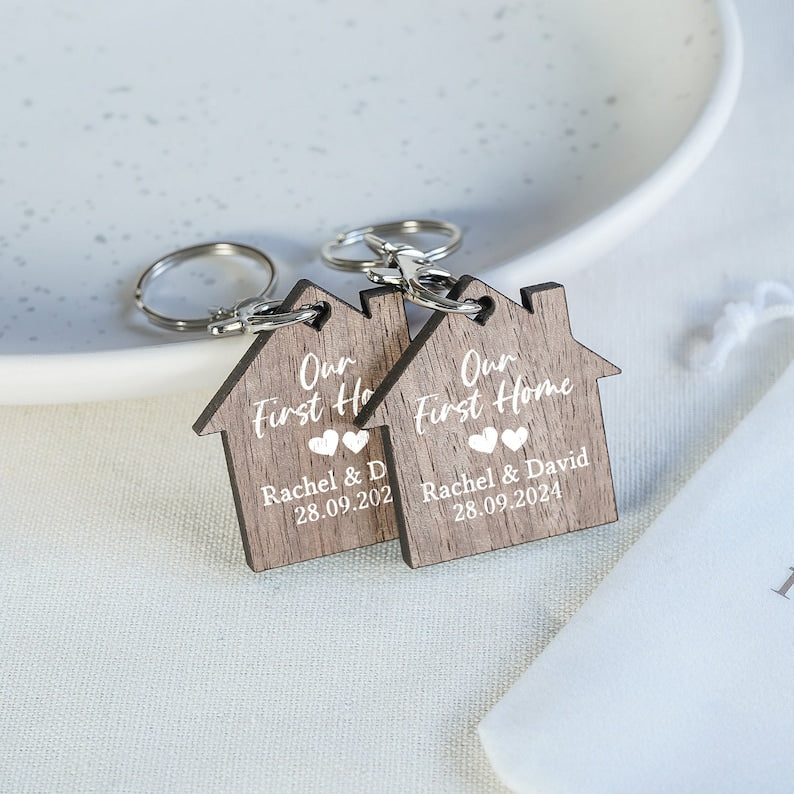 Personalised First Home Keyrings, New Home Keyrings, House Keyrings Set, Wooden Keyrings, New Homeowners, New House Gift, House Keychains il_794xN.5795272206_4my7.jpg