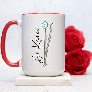 Personlized Dentist Mug with Name, Custom Dentist Coffee Cup, Dentist Gift, Dental Assistant Gift, Dental Hygienist Gifts Dental Grad Gift