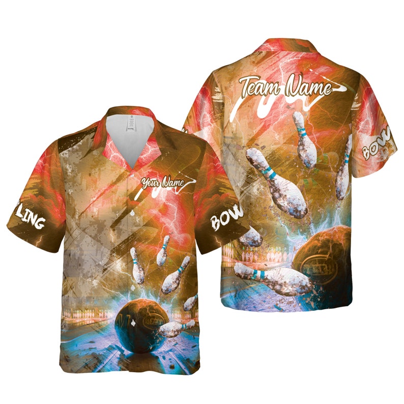 Personalized Cracked Pin Bowling Hawaiian Shirt Bowling Team Shirt Hawaiian Bowling For Kid Bowling Shirt Bowling Player Bowlers Gift