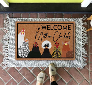 Personalized Welcome Mother Cluckers Doormat, Mother's Day Gift For Mom, Birthday Funny Home Decor Gift For Farmer, Chicken Lover Lady