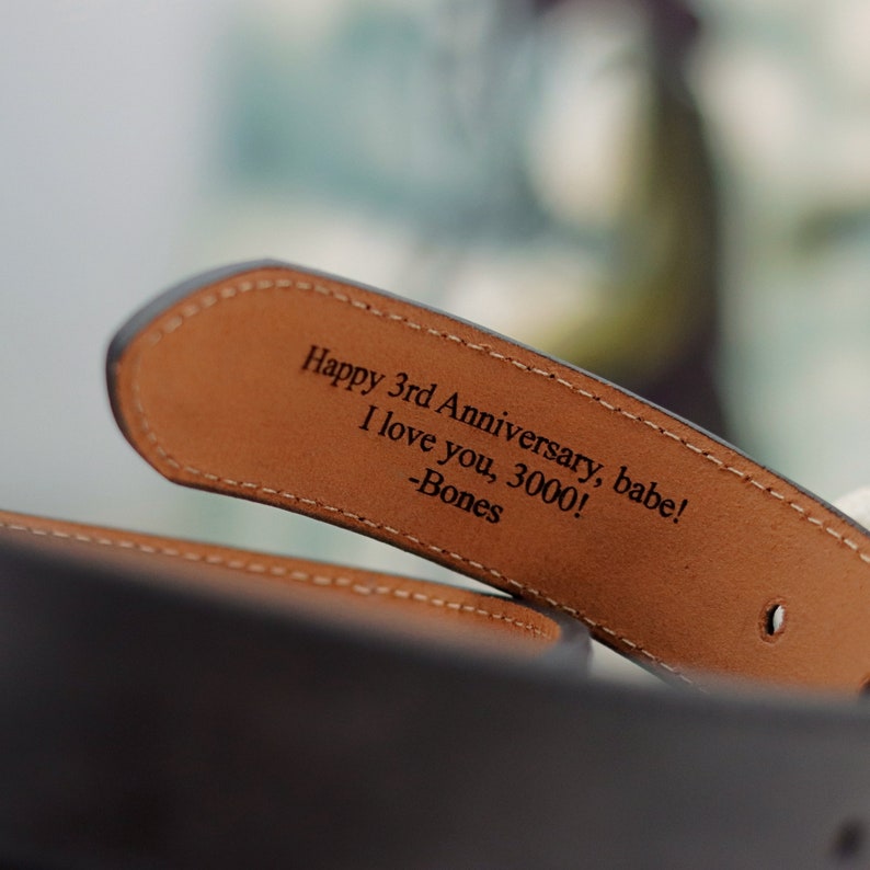 Personalized Men Black Leather Belt, Handcrafted Full Grain Belt, Unique Gift for Boyfriend, Anniversary & Valentine's Day, Custom Name Belt