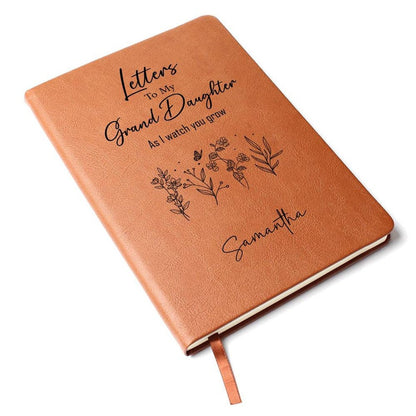 Letters To My Granddaughter Journal- Personalized Message Journal from Grandma, Personalized Gift for Granddaughter Journal, Custom Journal