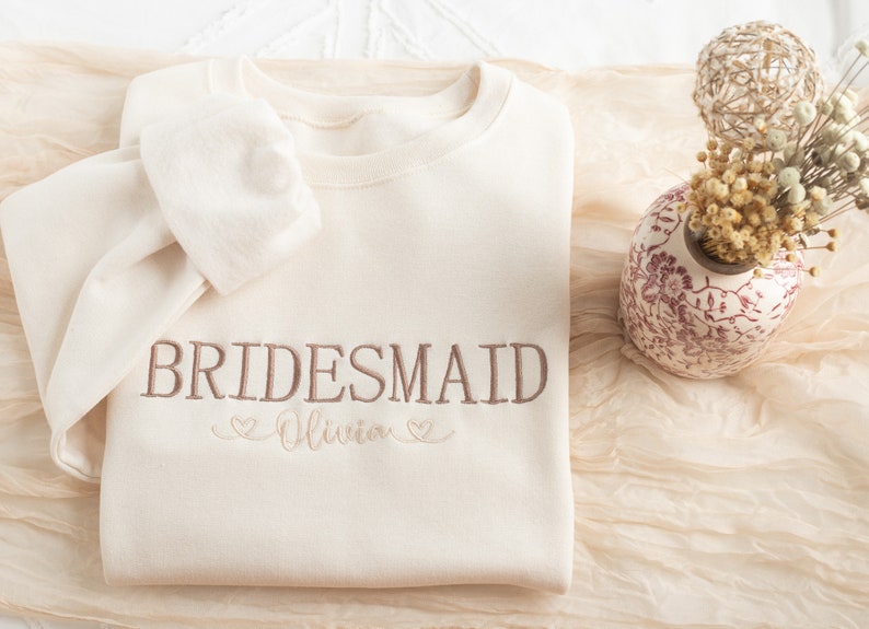 Embroidered Bridesmaid Sweatshirt, Maid of Honor Gifts, Bridal Party Gifts, Bachelorette Party Sweatshirt, Embroidered Sleeve il_794xN.5798874440_rs2p.jpg
