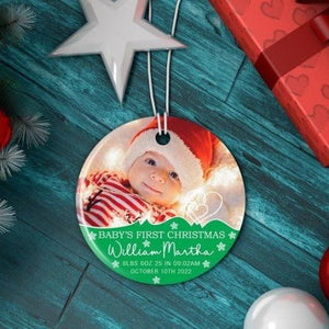 Baby's First Christmas Glass Ornament, Photo Ornament, Custom Christmas Ornament 2023, 1st Christmas Gift, Personalized Ornament, Baby Gift