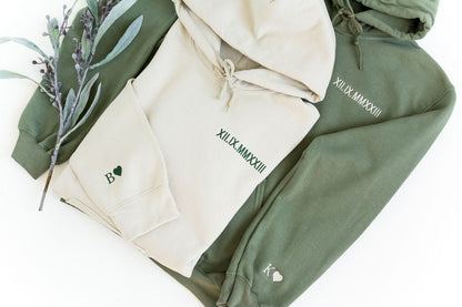 Custom Embroidered Roman Numeral Hoodie - Couples Gift - Personalized Gift Date Hoodie Initial on Sleeve - Engagements, 1st Anniversary gift il_794xN.5801728909_t5qz.jpg