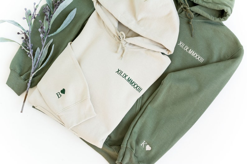 Custom Embroidered Roman Numeral Hoodie - Couples Gift - Personalized Gift Date Hoodie Initial on Sleeve - Engagements, 1st Anniversary gift il_794xN.5801728909_t5qz.jpg