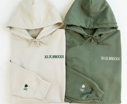 Custom Embroidered Roman Numeral Hoodie - Couples Gift - Personalized Gift Date Hoodie Initial on Sleeve - Engagements, 1st Anniversary gift il_794xN.5801728921_1qy2.jpg