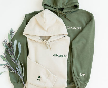 Custom Embroidered Roman Numeral Hoodie - Couples Gift - Personalized Gift Date Hoodie Initial on Sleeve - Engagements, 1st Anniversary gift il_794xN.5801728983_n9fs.jpg