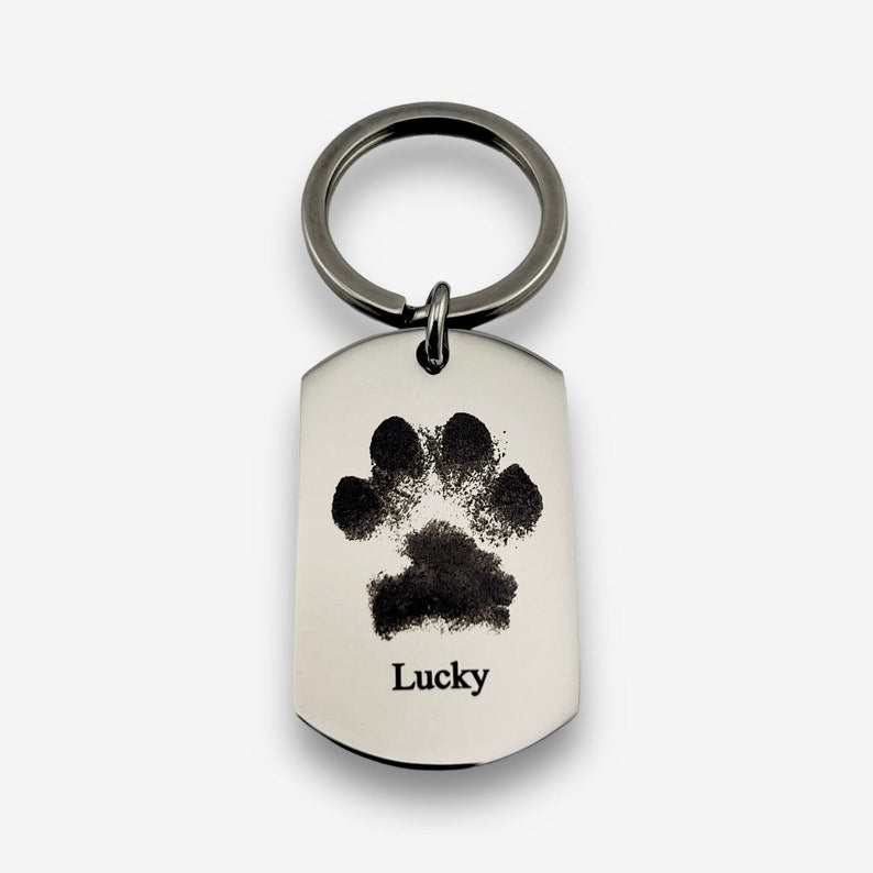 Personalised Actual Dog Paw Keyring | Photo Engraving | Pet Photo Engraved | Cat Paw Engraving