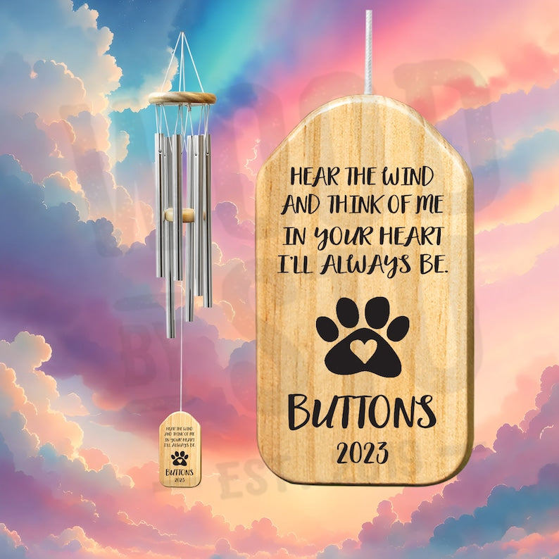 Here The Wind And Think Of Me Pet Memorial Dog Loss of Dog Memorial Pet Memorial Gift Pet Loss Gifts Sympathy Gift Windchime In Memory Bereavement Gift Dog Remembrance il_794xN.5803868400_i6rv.jpg