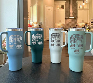 Mama Bear Tumbler Personalized, Mama Bear Tumbler With Cubs, Mama Bear 40oz Tumbler With Handle, Engraved Mama Bear Gift, Mama Bear Cubs