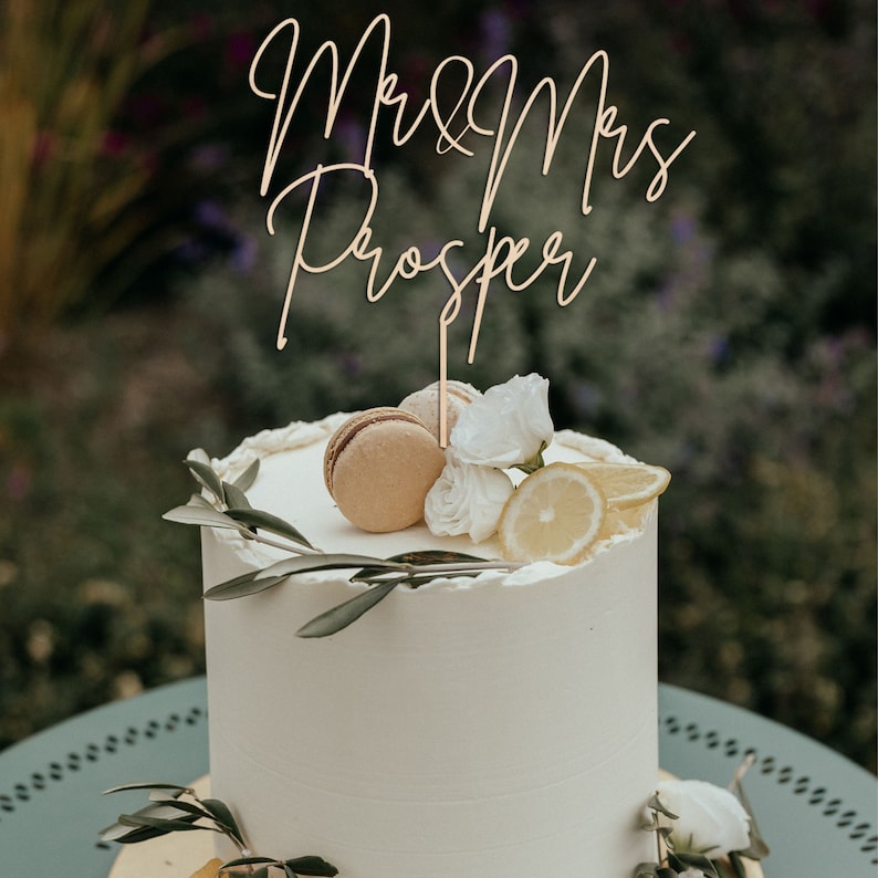 Gold Cake topper for Wedding, Rustic wedding cake topper, Custom Mr Mrs cake topper, Anniversary Cake toppers, Personalized cake topper