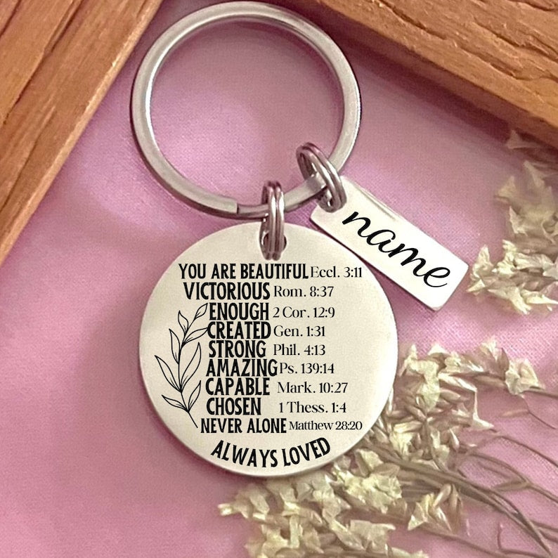 Custom Bible Verse Aluminium Keychain - Personalized Carry Your Faith Keychain - Christmas Gift