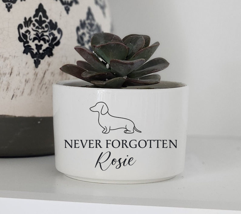 Pet memorial planter, dog memorial, loss of pet gift, personalized gift flower pot, custom dog breed loss of dog, pet memorial gift