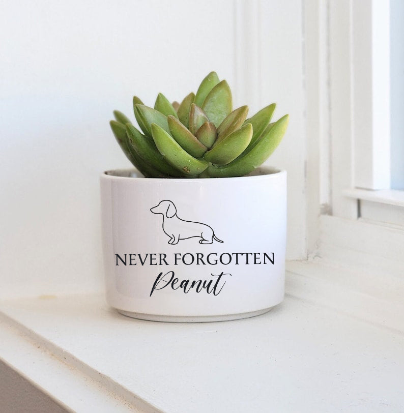 Pet memorial planter, dog memorial, loss of pet gift, personalized gift flower pot, custom dog breed loss of dog, pet memorial gift