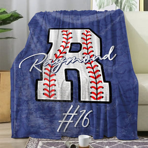 Personalized Baseball Blanket, Baseball Player Blanket, Custom Name Number Soft Cozy Fleece Throw Blankets, Gift for Son, Dad, Team