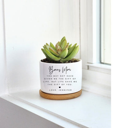 Bonus Mom Gift, Gift for Stepmom, Personalized Planter, Custom Flower Pot, Mother's Day Gift for Stepmom, Gift from Bonus Daughter