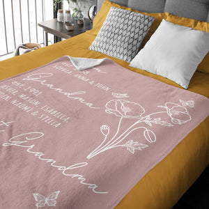 Great Grandma Blanket with Grandkid Names Grandparent Gift Grandmother Custom Throw Blanket Mother in law Mothers Day Christmas Birthday